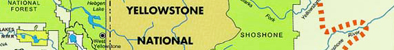 detail of yellowstone map